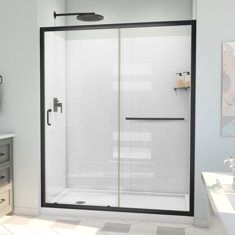 60" W x 30" D x 78" H Semi-Frameless Rectangle Shower Kit