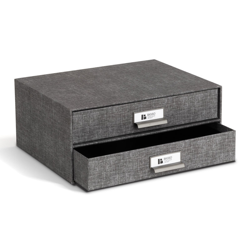 Birger 2 Drawer Desk Organizer, Melange Gray
