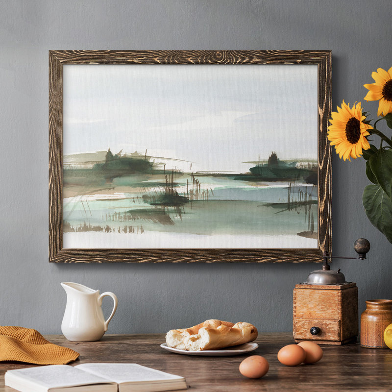 Marsh Reeds III - reproduction d'art sur toile simple, Cadre noyer, H 28 po x l 42 po x P 1,5 po
