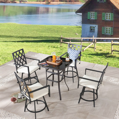 Akshith 4 - Person Patio Dining Set with Square Table , Cushions Included