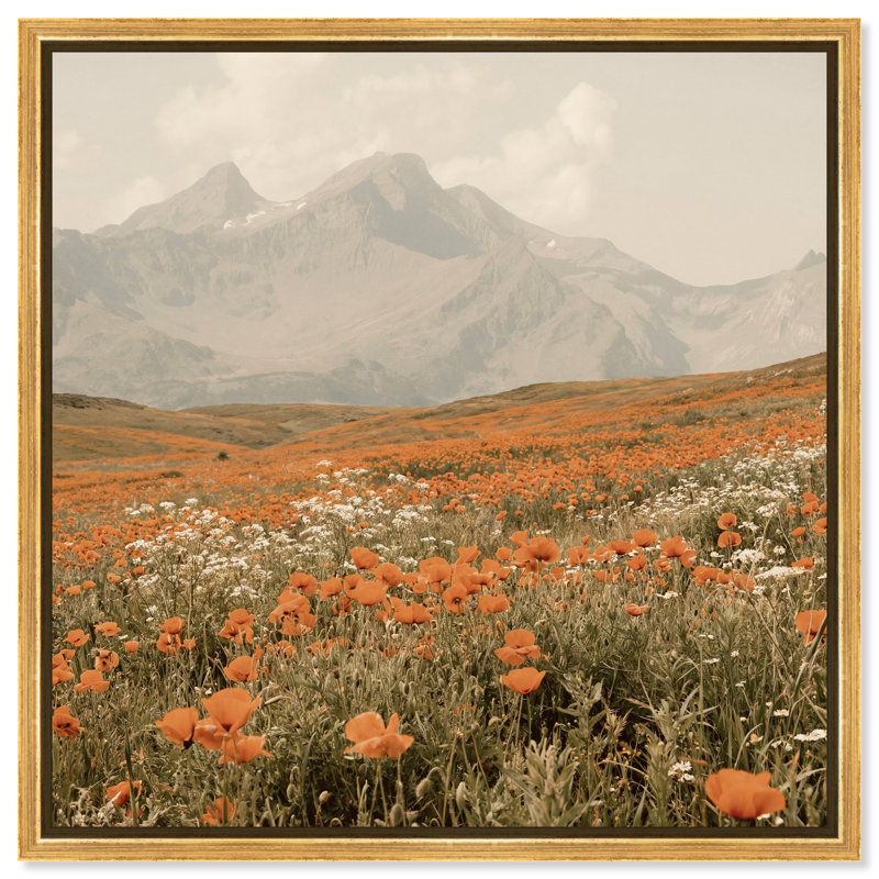 Orange Poppies by Oliver Gal, 17" H x 17" W, Gold Floater Frame