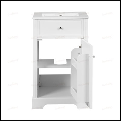 Meuble-lavabo à fermeture en douceur avec tablette réglable