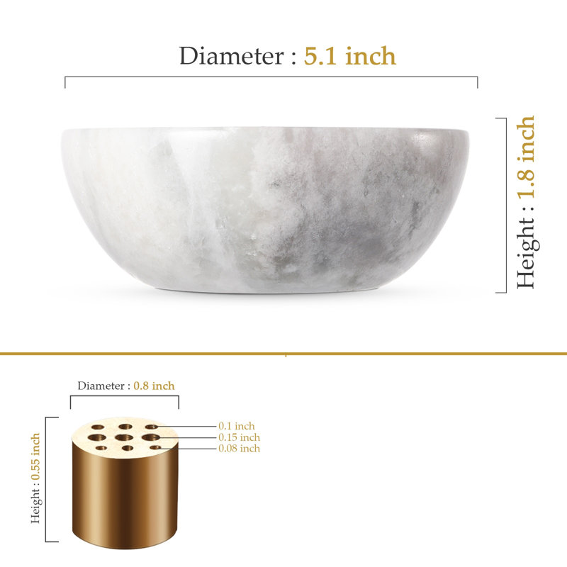 Brûleur d'encens en marbre, Blanc / Gris