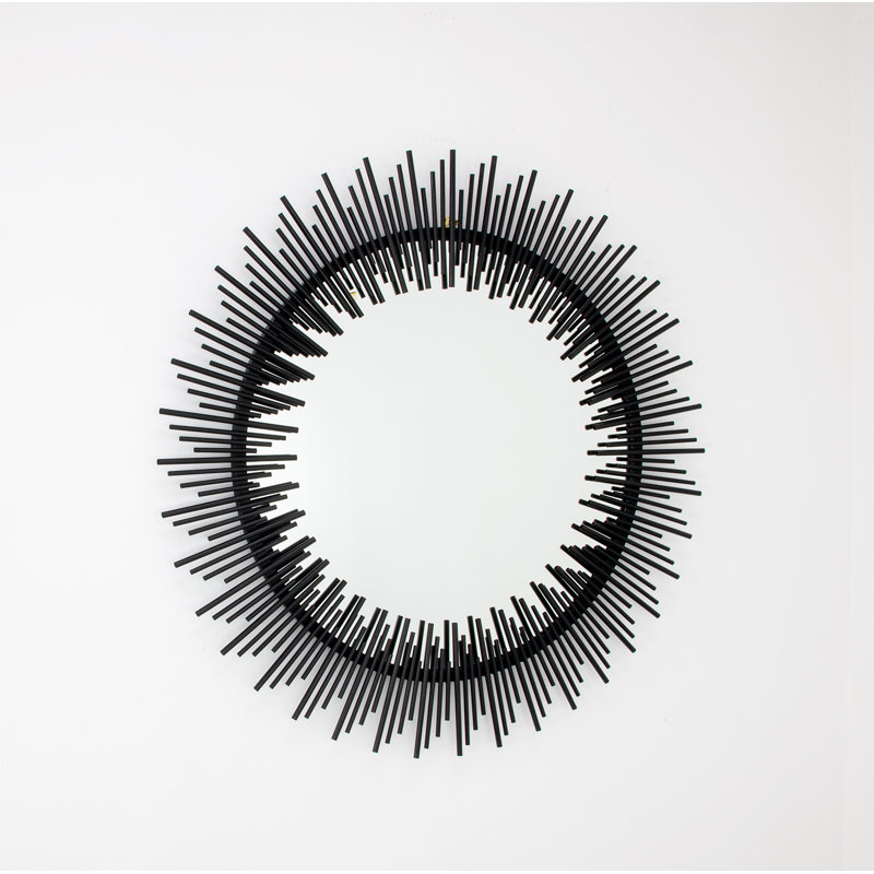 Pierre Sunburst Metal Mirror, Matte Black