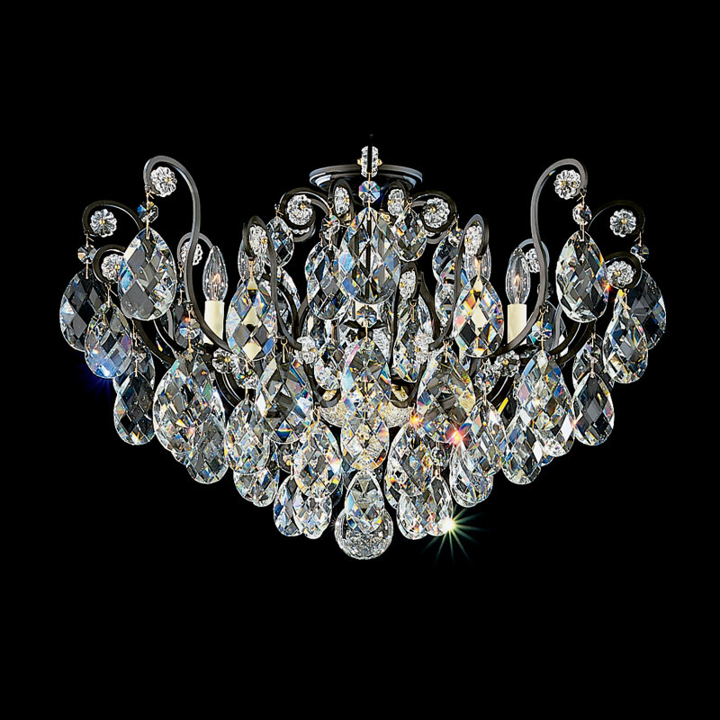 Renaissance Semi Flush Mount, Black, Heritage Clear
