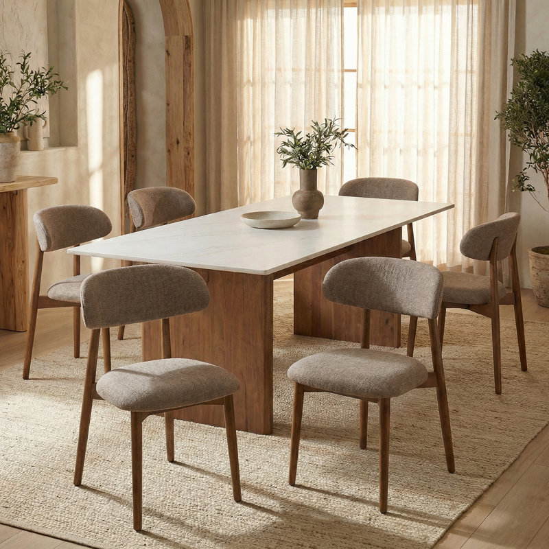 Chaise d'appoint rembourrée en bois massif, Brun