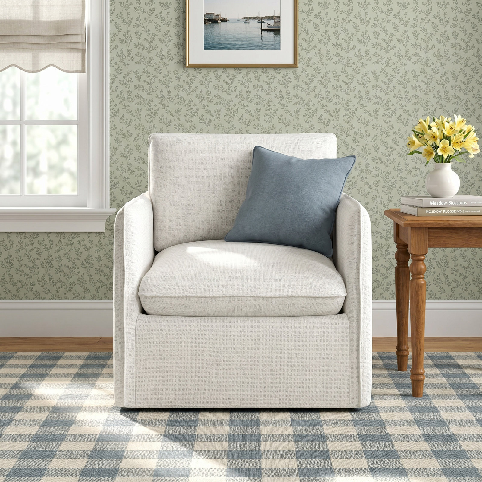 Bellatrix Slipcovered Armchair, Classic Indigo Denim