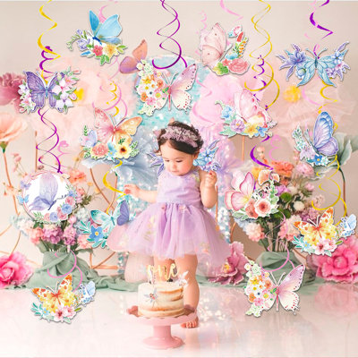 Butterfly Hanging Swirls - 54 Pcs Butterfly Themed Swirls