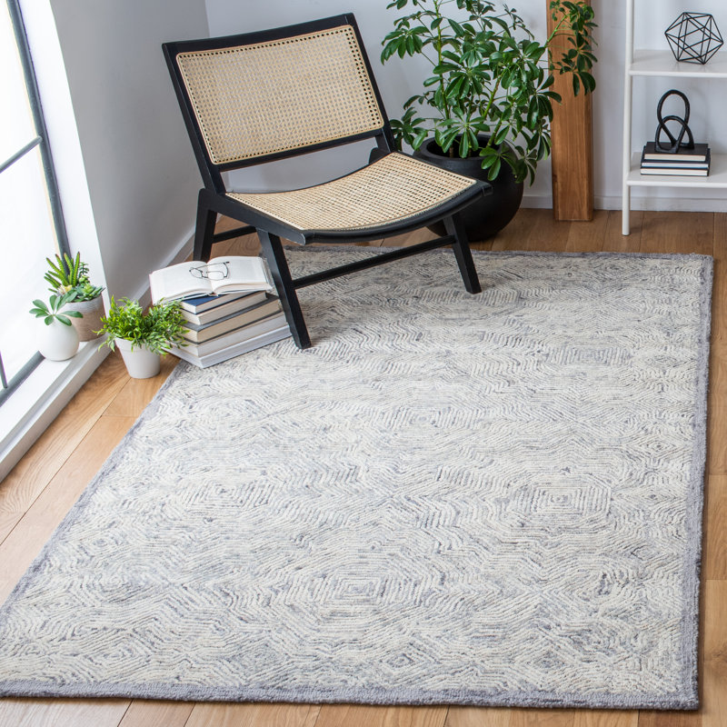 Ahmya Hand Tufted Wool Abstract Rug, Rectangle 5' x 8'