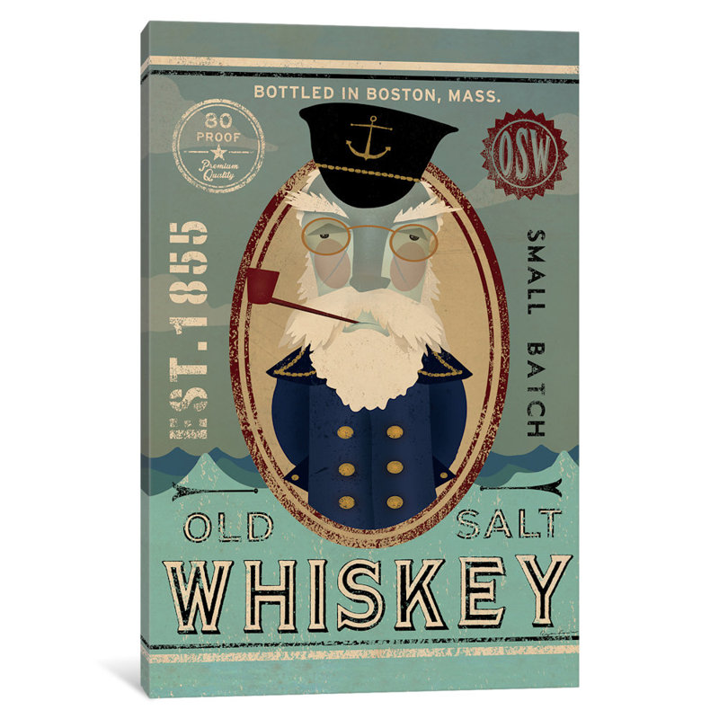 Ancien sel whiskey (pêcheur iii), affiche rétro sur toile tendue, H 18 po x l 26 po x P 1,5 po