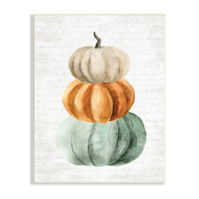 «Stacked Autumn Fall Pumpkins Cursive», mots sur fond noir, giclée encadrée, art texturé par lettres et lignes