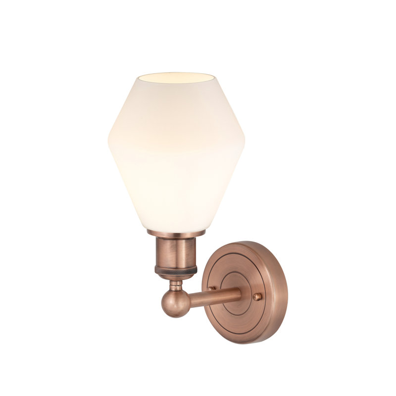 Amylea Armed Sconce, Cased Matte White, Antique Copper