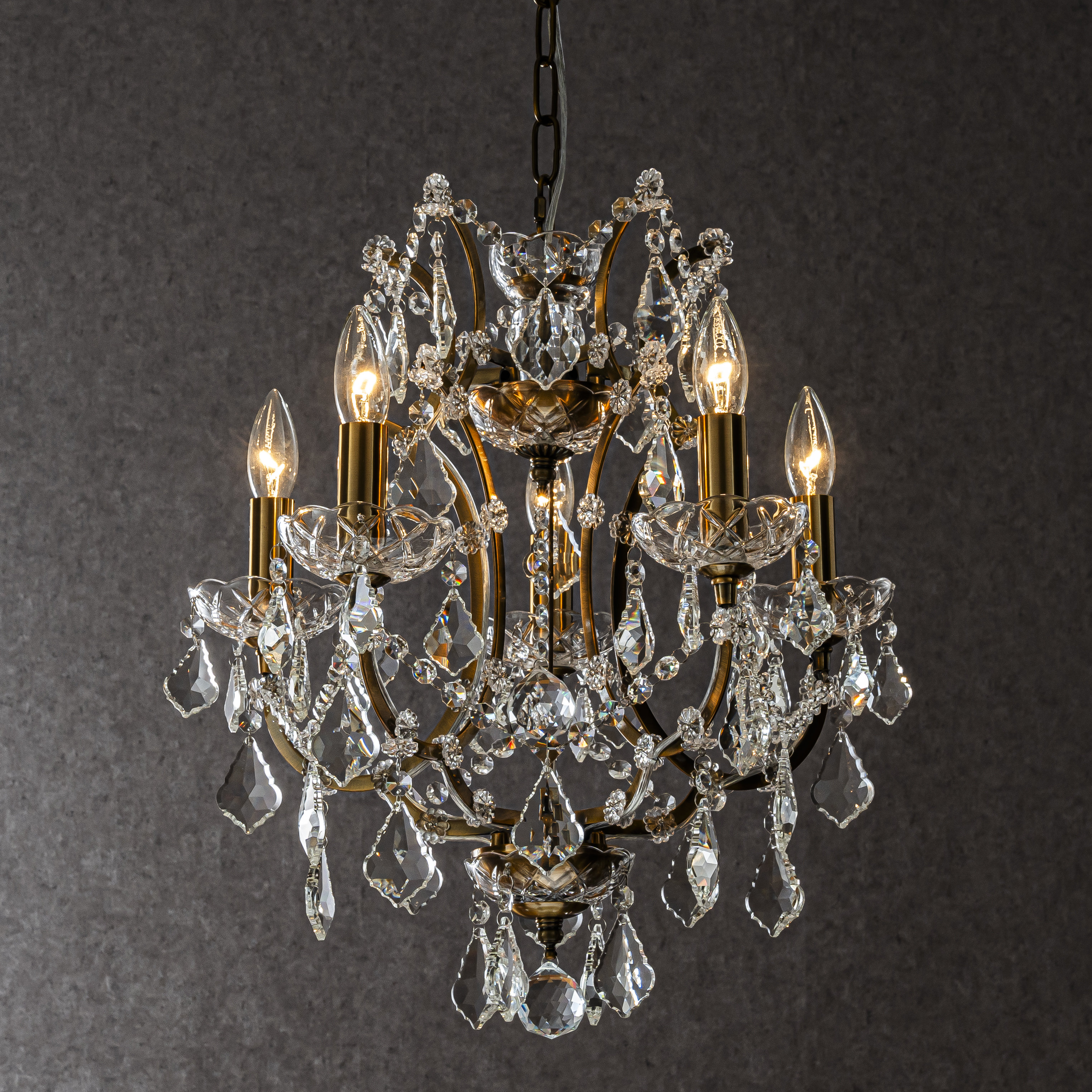 House of Hampton® Kimitra 5-light W18" French Chic Candlestick Crystal Chandelier In Antique Gold | Wayfair