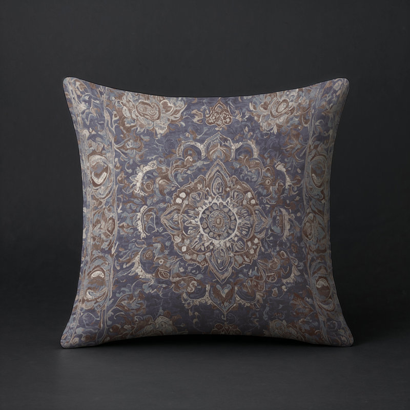 Coussin décoratif intérieur / extérieur gris Modern Modern, Carré 16 po, Rose / brun oriental