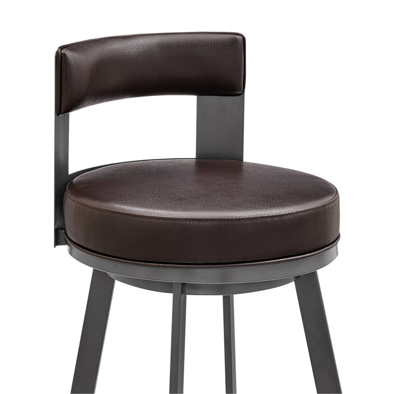 Tabouret de comptoir pivotant de 26 po en métal brun avec similicuir brun Nylun