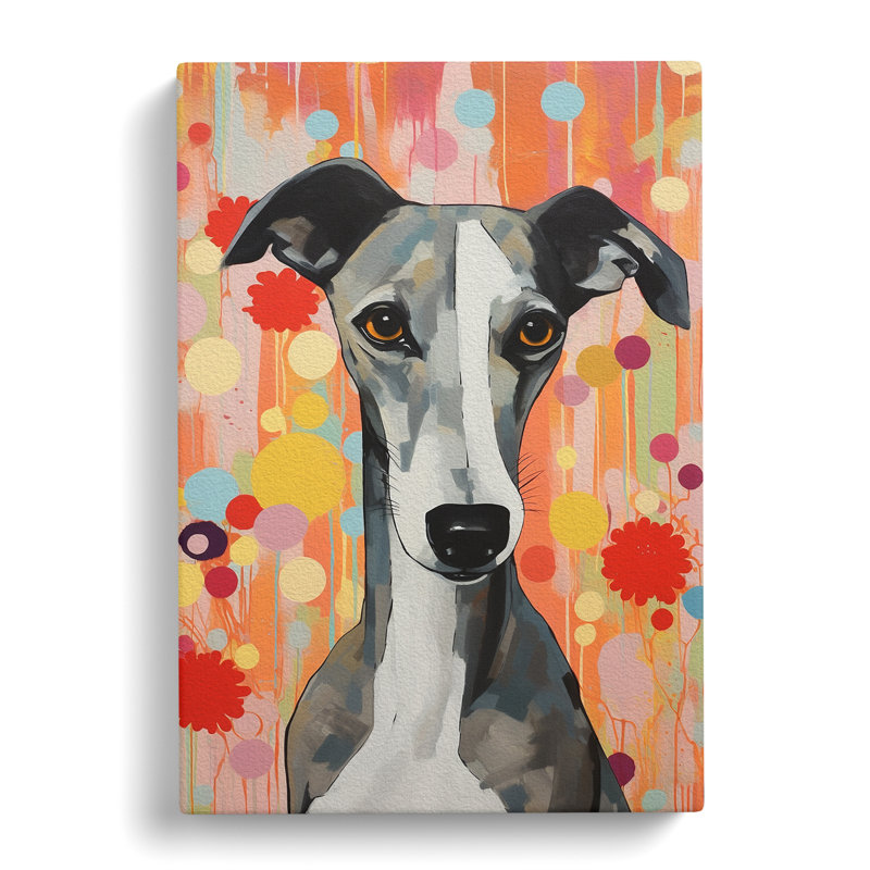 Whippet Colour Field No.2 - Wrapped Canvas, 50cm H x 35cm W x 3cm D