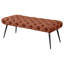 Banc Lila, siège en mousse, tissu touffeté orange rouille, pieds noirs de 47 po-129099808