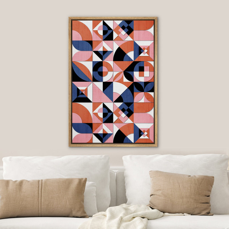 Abstrait, blocs de couleurs vibrantes, illustrations abstraites géométriques bleues orange, images bohème minimalistes modernes, impression numérique sur toile, art numérique encadré