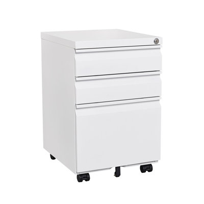 [Installation Required] 3-Drawer Mobile Filing Cabinet With Lock, Legal/Letter Sized Office Storage Filing Cabinet, Metal Filing Cabinet (White),Suitable For Offices And Study Rooms