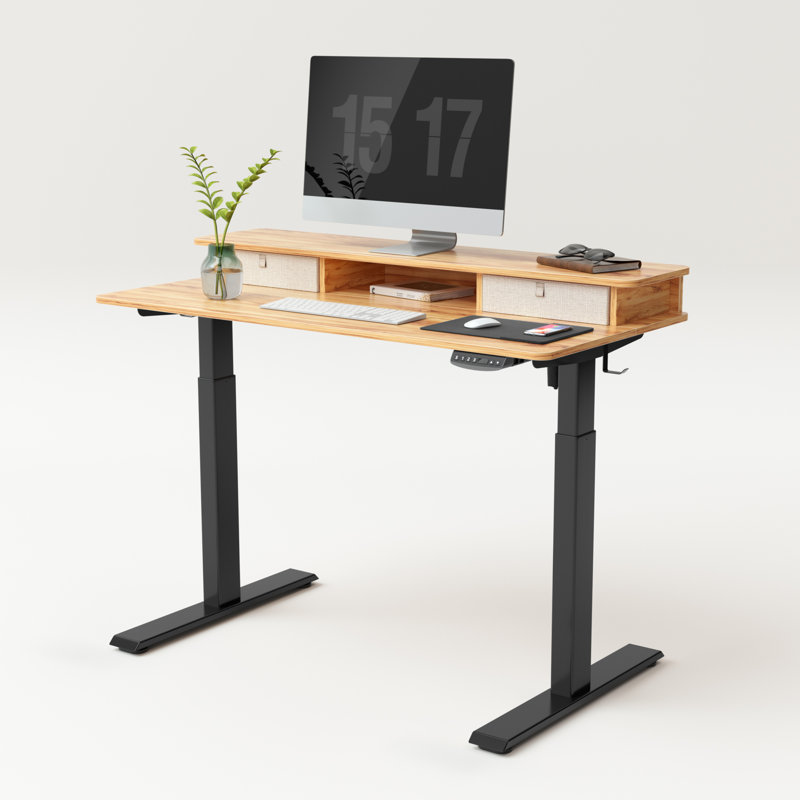 Bureau debout à hauteur ajustable Ianthia, Rustique clair / noir