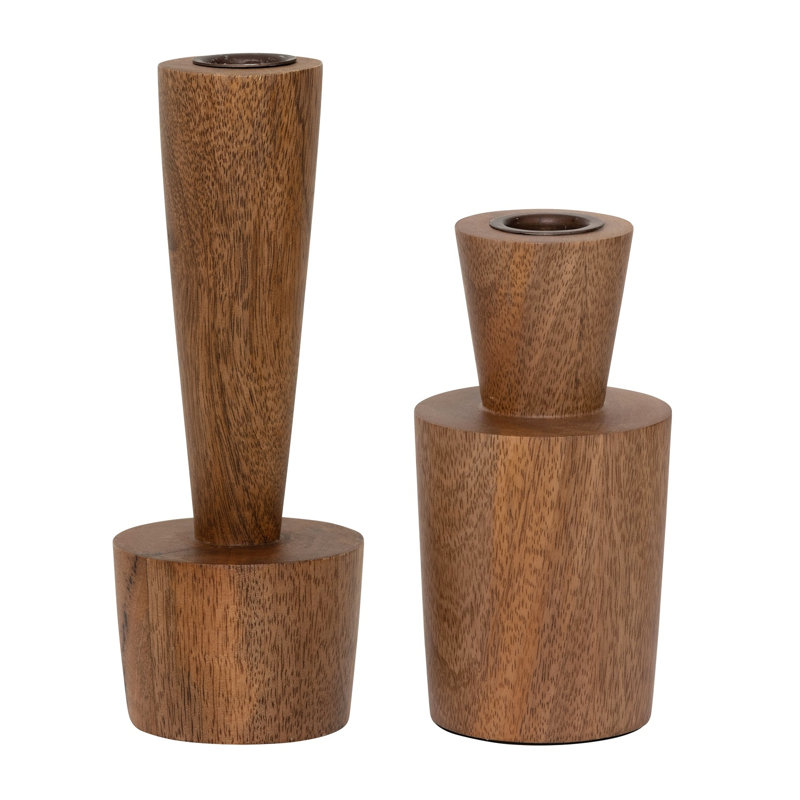 5.66'' H Wood Tabletop Candlestick