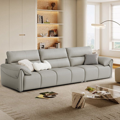 Gray Genuine Leather Modular Sofa cushion Fourseat