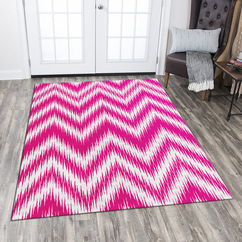 Non-Slip Woven Carpet, 3.3 x 5.9 Feet, 100% Polyester, 0.4 in Pile Height | Durable Raschel Knitting, Felt Dot Underside, Machine Washable | Elegant Digital Print Design for Living Room & Bedroom Décor