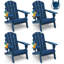 Ensemble de 4 chaises Adirondack pliantes toutes saisons avec porte-gobelet coupe-vent pour terrasse de feu de jardin-110959239