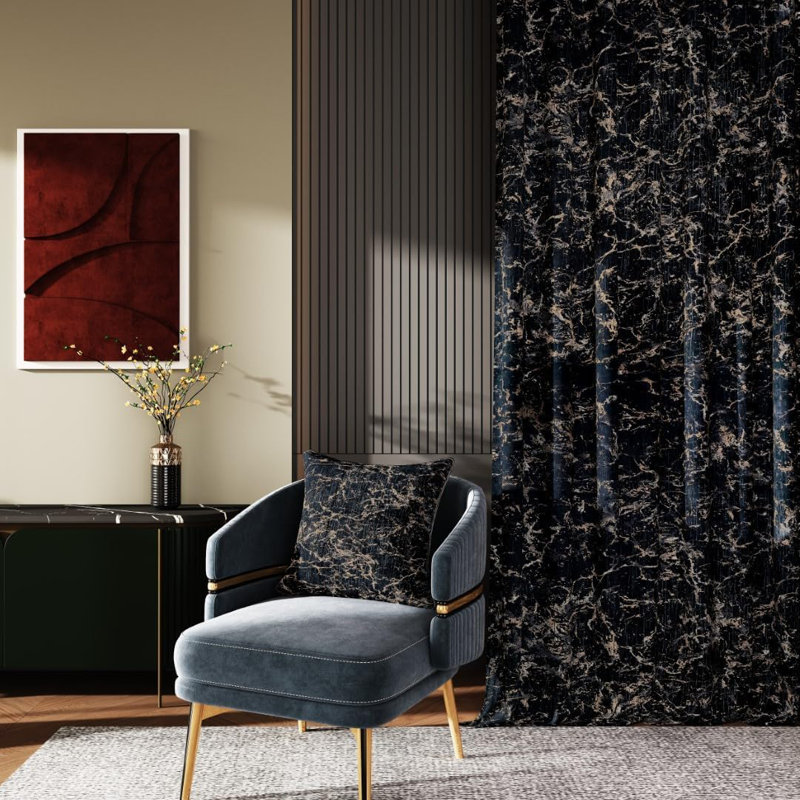 Prime Linens Velvet Blackout Curtain Pair, 90cm Width x 54cm Drop, Black