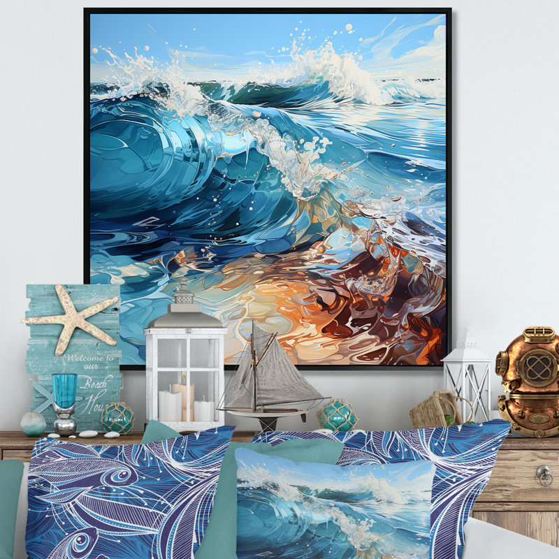 «Ocean Charm Vivid», impression sur toile, Cadre flottant noir, H 30 po x l 30 po x P 1 po
