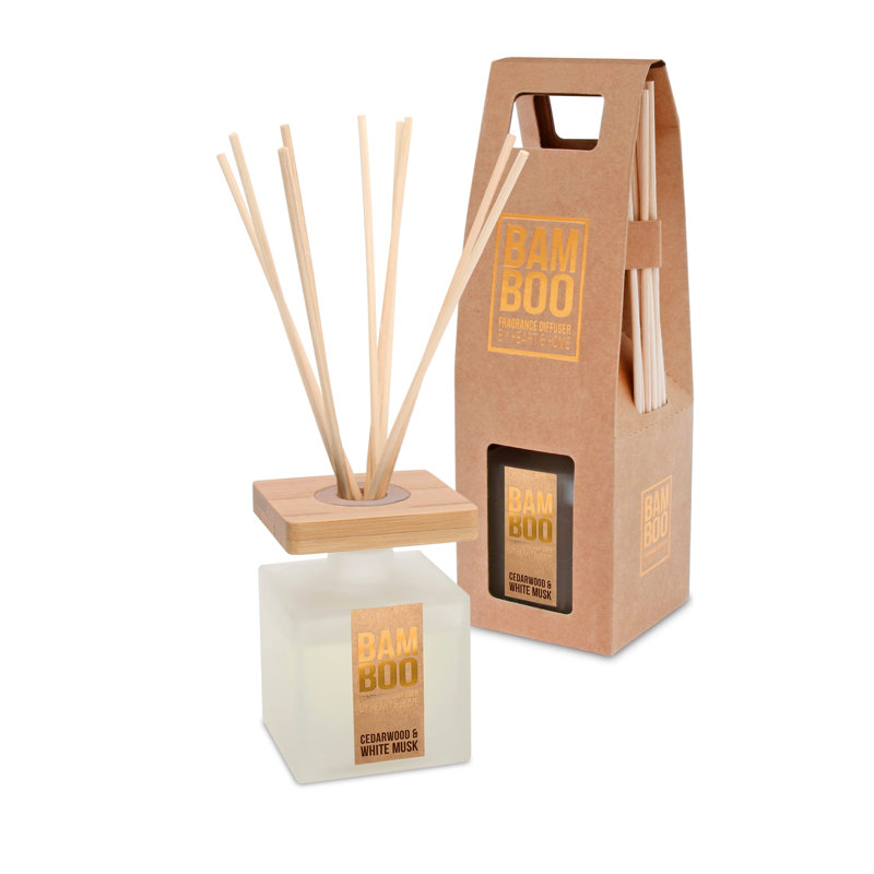 Bamboo Fragrance Diffuser -  Cedarwood & White Musk, 21 cm H x 6.5 cm W x 6.5 cm D