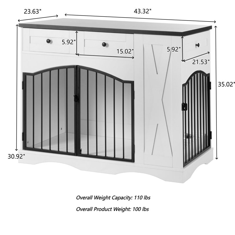 Mobilier pour cage de chien avec tiroirs