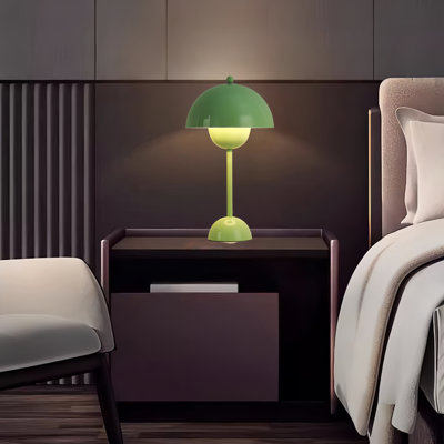 Petite lampe de table moderne à abat-jour en forme de dôme, lampe de table de chevet rétro minimaliste champignon minimaliste