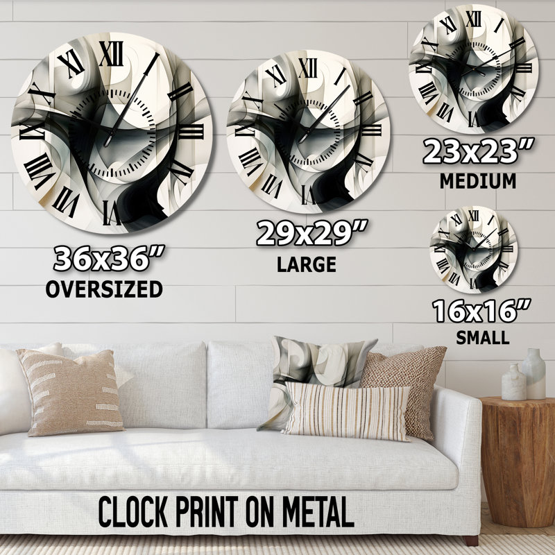 Horloge murale abstraite à motif géométrique moderne abstrait noir, Médium