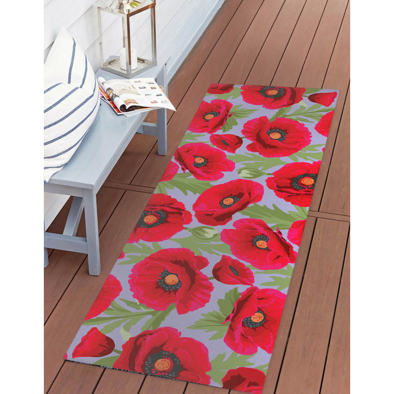 Poppie Soft Step Outdoor Area Rug, Runner 8' x 2'6", Periwinkle