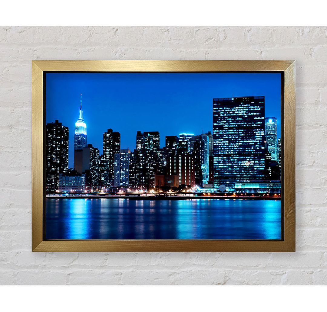 New York Empire State Blue Nights - Einzelne Bilderrahmen Kunstdrucke