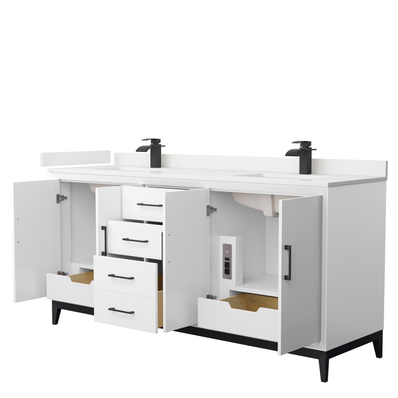 Amici 72'' W Double Vanity, Matte Black, Giotto Quartz