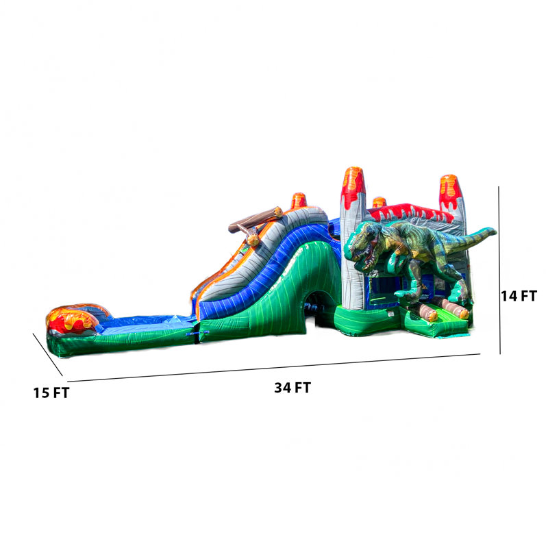 Giant T-Rex Dinosaur Inflatable Water Slide Bounce House Combo
