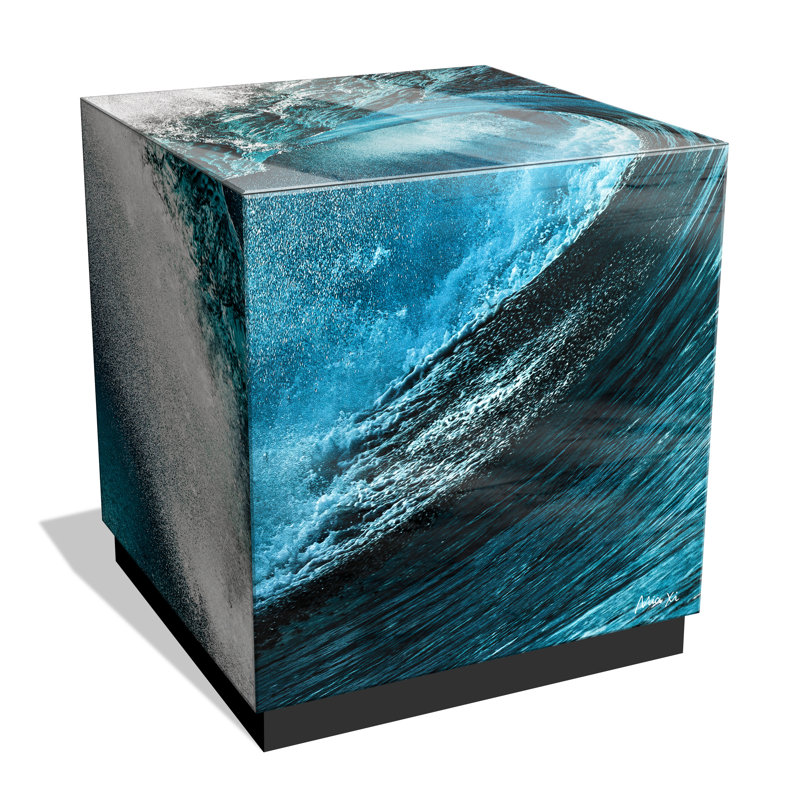 Glass End Table with Black Base