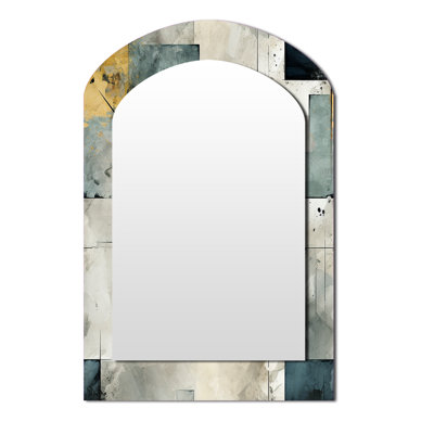 Motif de béton industriel gris - miroir de forme unique géométrique, grand miroir mural gris, impression sur métal