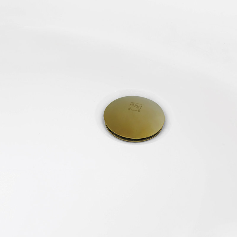 Kingston Brass Aqua Eden 67-Inch Acrylic Oval Double Ended Freestanding Tub With Drain, Brushed Brass
