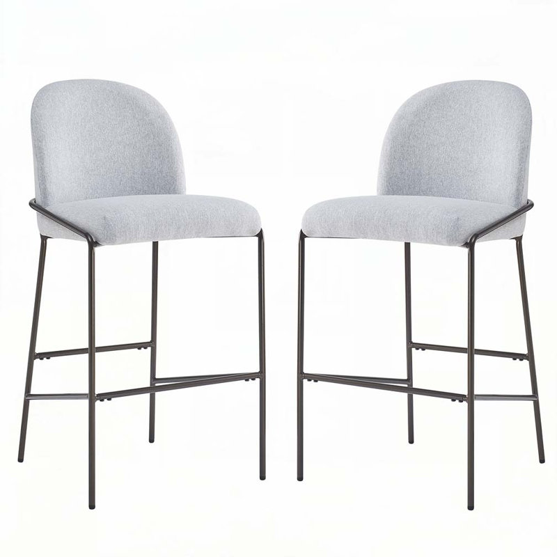 Tabouret de bar rembourré en métal, Gris