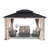 Cedar Wood Patio Gazebo, Double Metal Roof Hardtop Gazebo with curtain and Screen-112324283-112324282