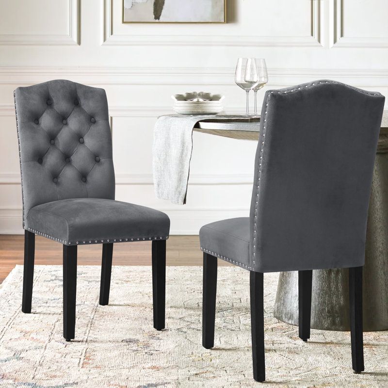 Chaise de salle à manger rembourrée Miroir, Gris