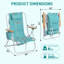 Chaise longue de jardin avec rayures vert menthe et blanches et dossier réglable en quatre positions, chaise de plage pliable en aluminium antirouille