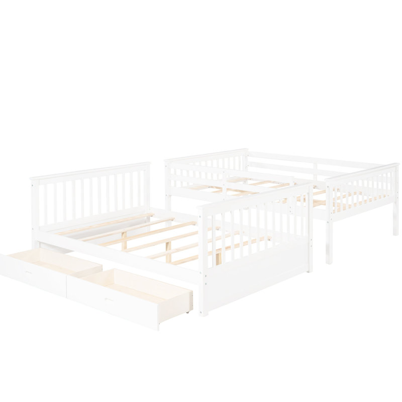 Lit superposé avec deux tiroirs de rangement (blanc) - Maximise l'espace de la chambre à coucher et la capacité d'organisation blanche