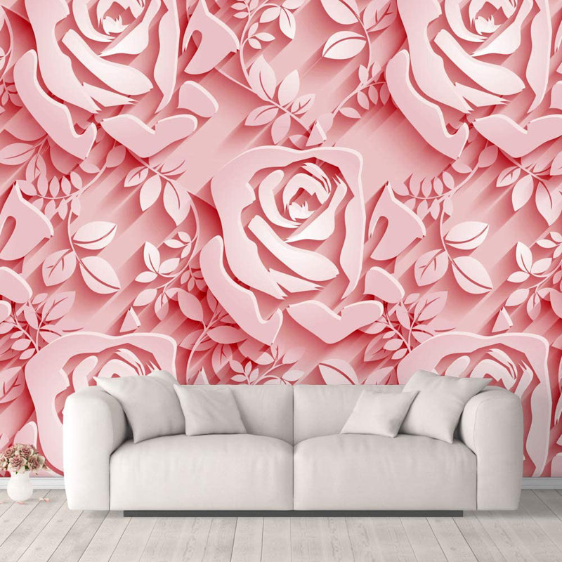 Murale lisse L 144 po x l 100 po Minimalist Botanical Lines, L 66 po x l 96 po, Rouge
