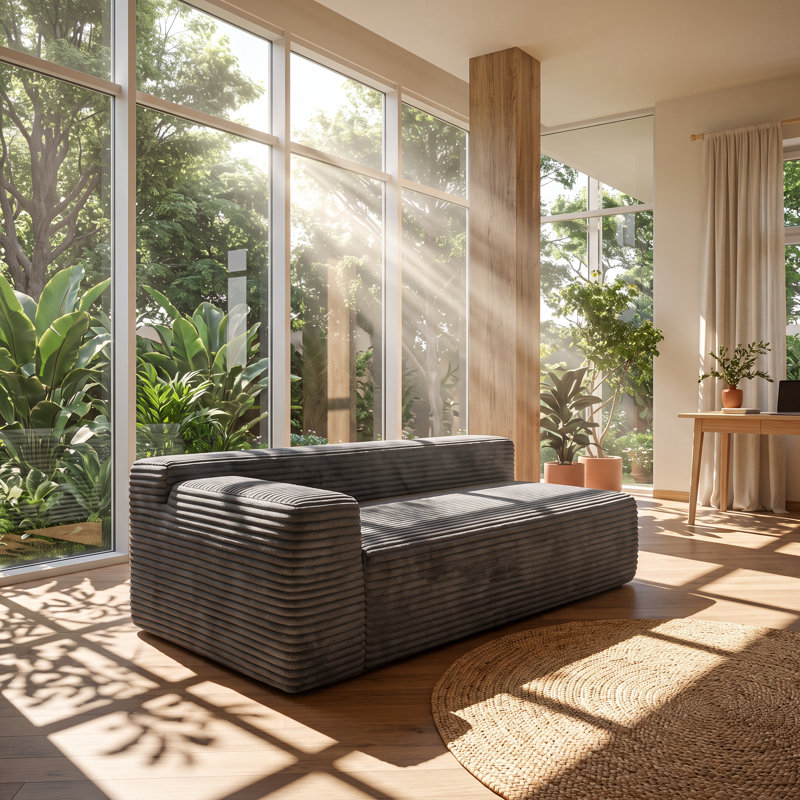 Canapé modulaire en mousse de velours côtelé 2 places SU-68,9 po x P 35,4 po x H 21,7 po