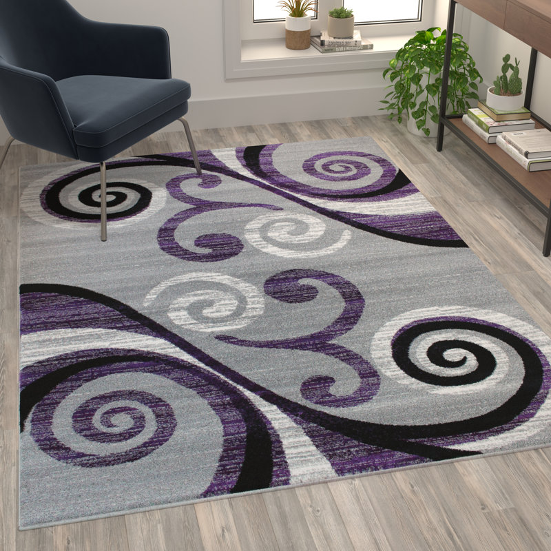 Tapis intérieur à motif abstrait tourbillonnant Aarley-Ray, Rectangle 5 pi x 7 pi