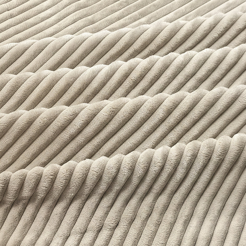 Corduroy Upholstery Full Compressed Ottoman, Beige